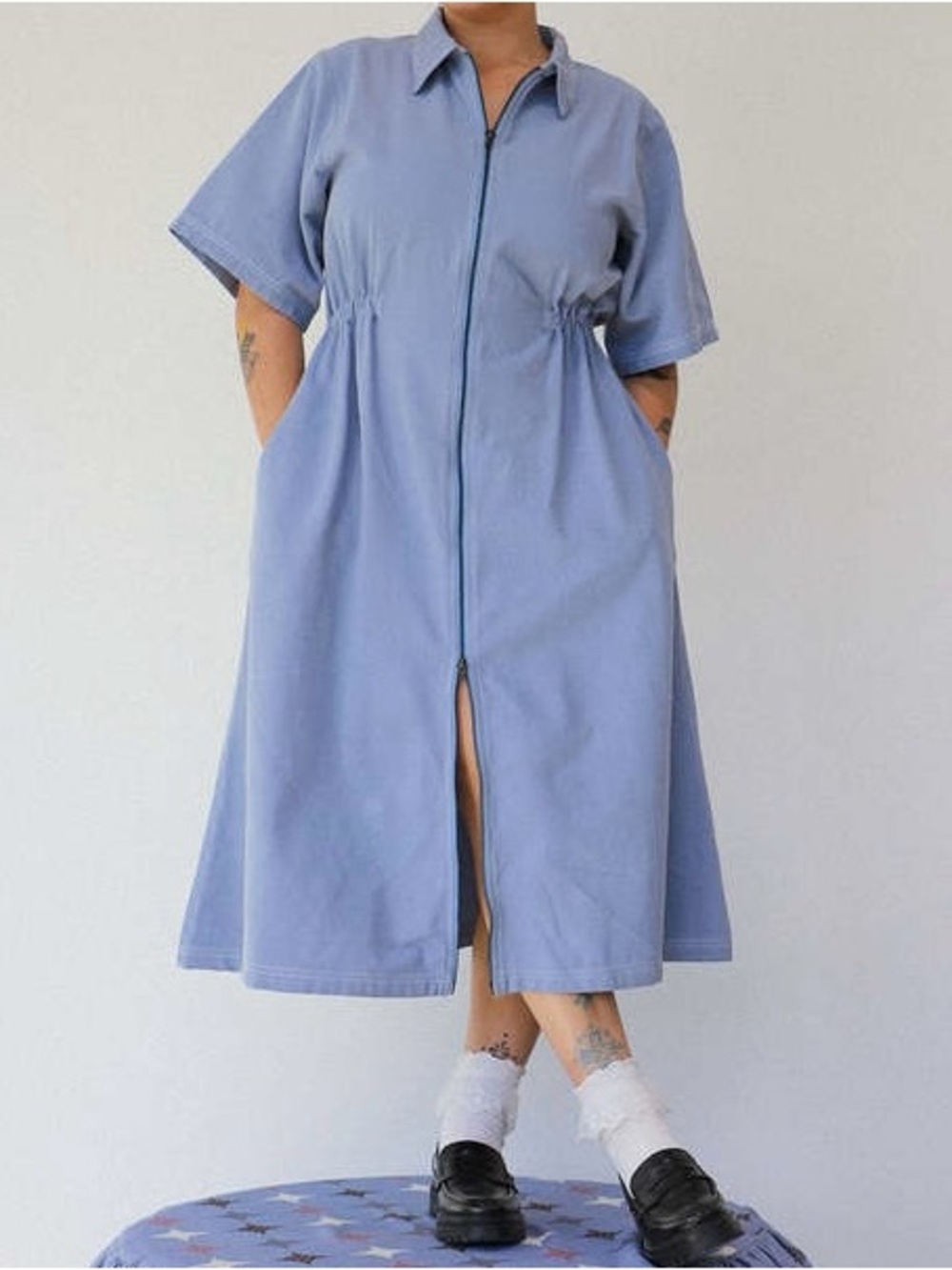 Noble Utility Long Dress in Pebble Blue size 1X